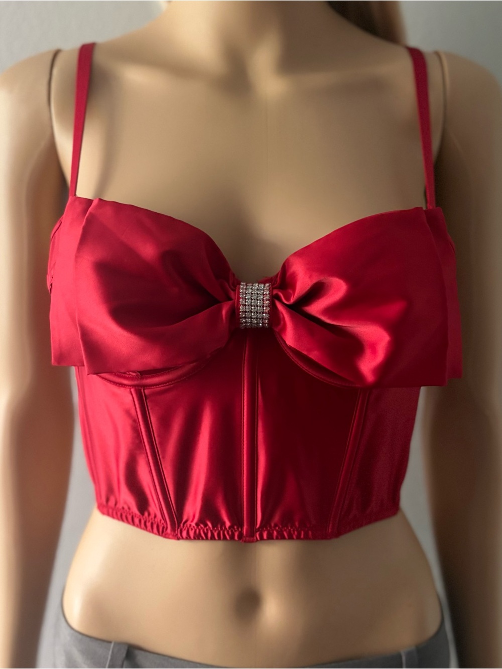 Victoria Secret Red Bustier with Bedazzled Bow